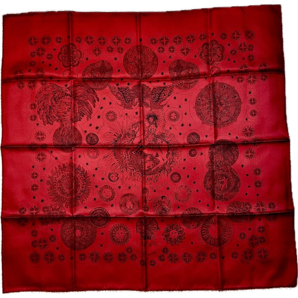 *NEW* EXTREMELY RARE Vintage 1994 Red Hermes Le Roy Soleil Silk Scarf